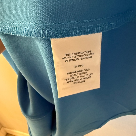 Donna Morgan Women's Mock A-Line Dress with Twist Neck Detail, Directoire Blue 8 - Picture 7 of 9